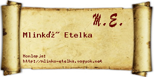 Mlinkó Etelka névjegykártya